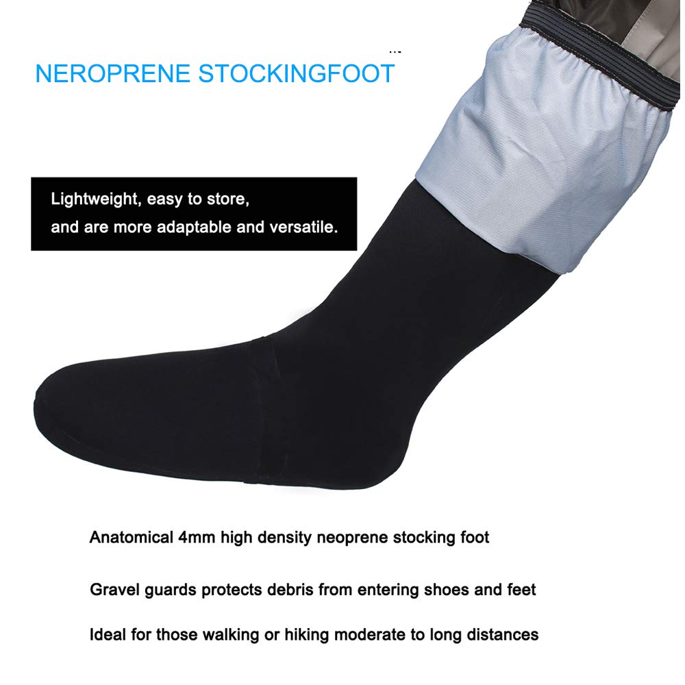 Close-up of 3-layer waterproof breathable fabric on waders