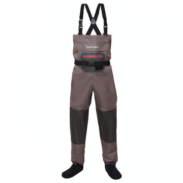 Kylebooker breathable wader material close-up showing waterproof, breathable 3-layer fabric for dry days.