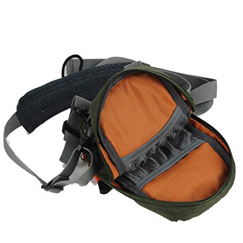 Army Green chest pack ready for travel and storage