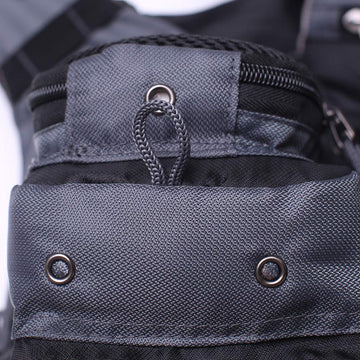 Kylebooker fly fishing vest shoulder adjustment demonstrating customizable fit.