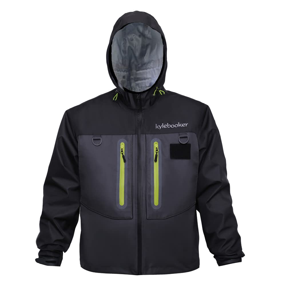 Kylebooker fly fishing wading jacket front view showing waterproof protection for river conditions