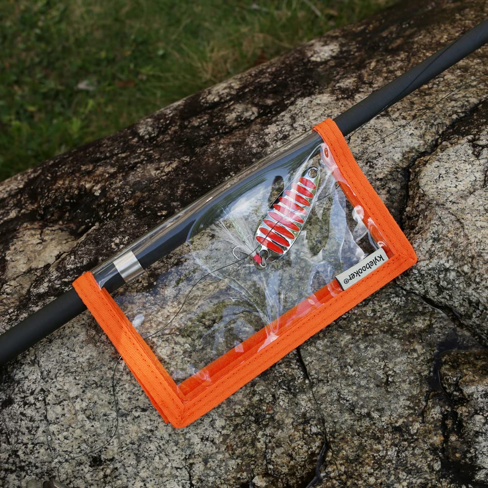 Large lure wrap with 7.28 x 3.89 inch window attached to rod