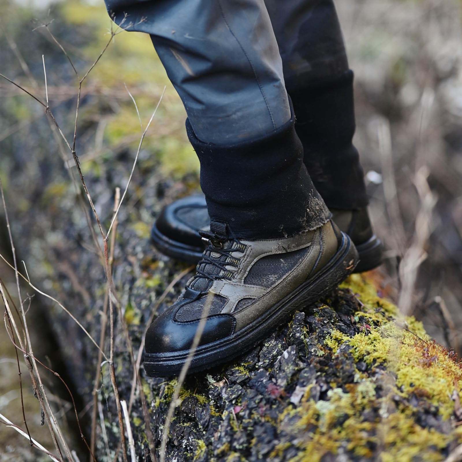 Kylebooker wading boot with mesh upper and reinforced toe for foot protection.