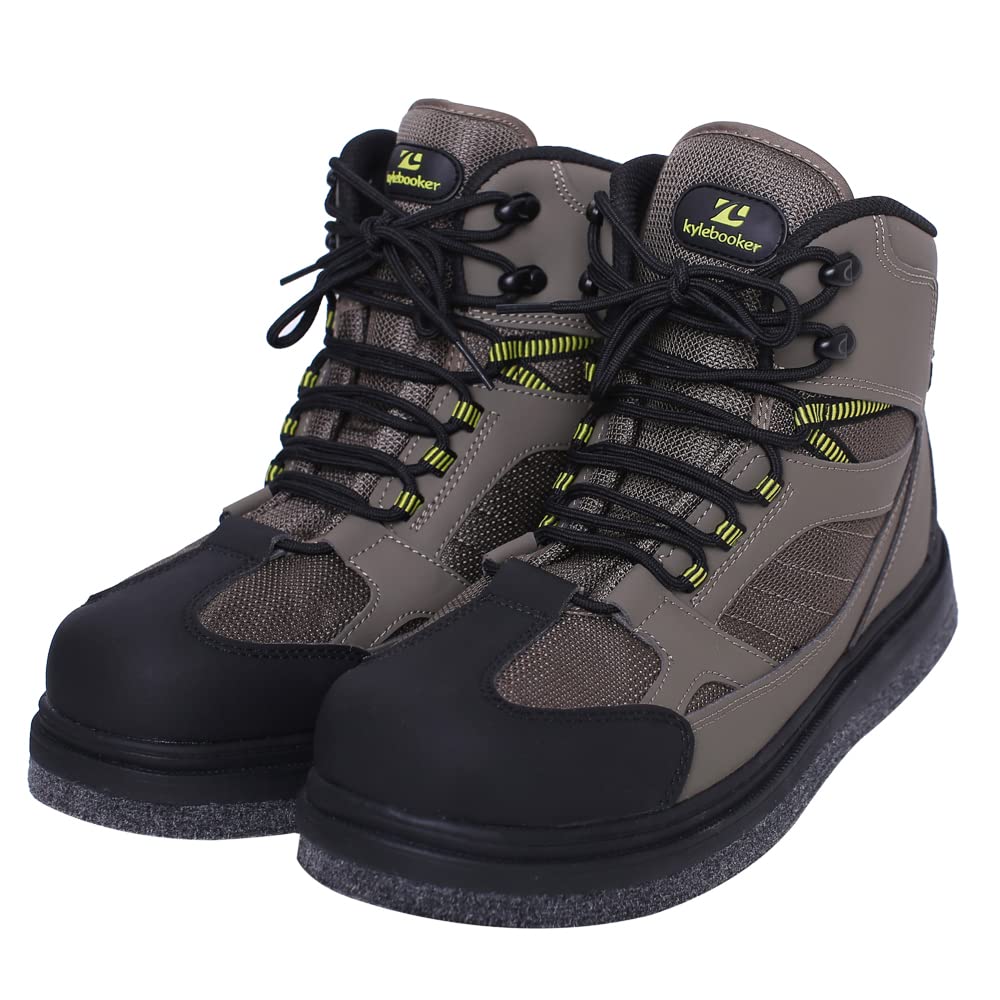Kylebooker green wading footwear emphasizes durability and comfort.