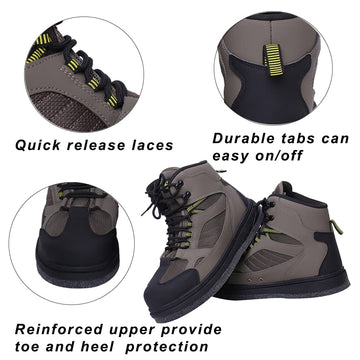Kylebooker wading boots with wide collar compatible with waders.