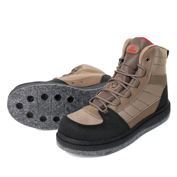 Kylebooker men's wading boots side view with felt bottom for secure footing on slippery rocks