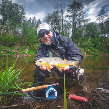 Kylebooker wading jacket with taped seams to help keep rain out