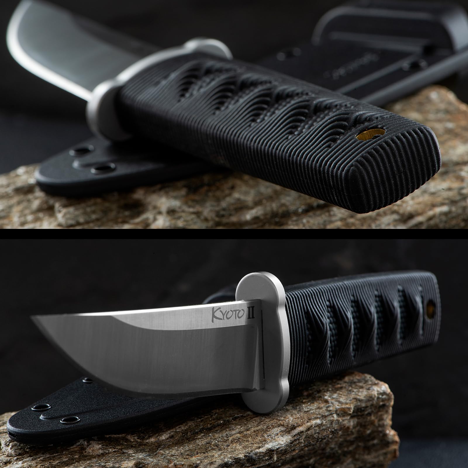 Specs: Kyoto II weighs 3.2 oz, blade 3 mm, blade length 3-3/8 in, overall length 6-3/4 in