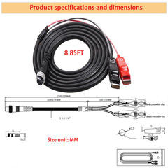 Power cord length 2.7 meters for electric fishing reels