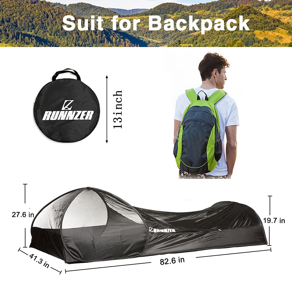 L RUNNZER ultralight tent folds to compact carry bag.