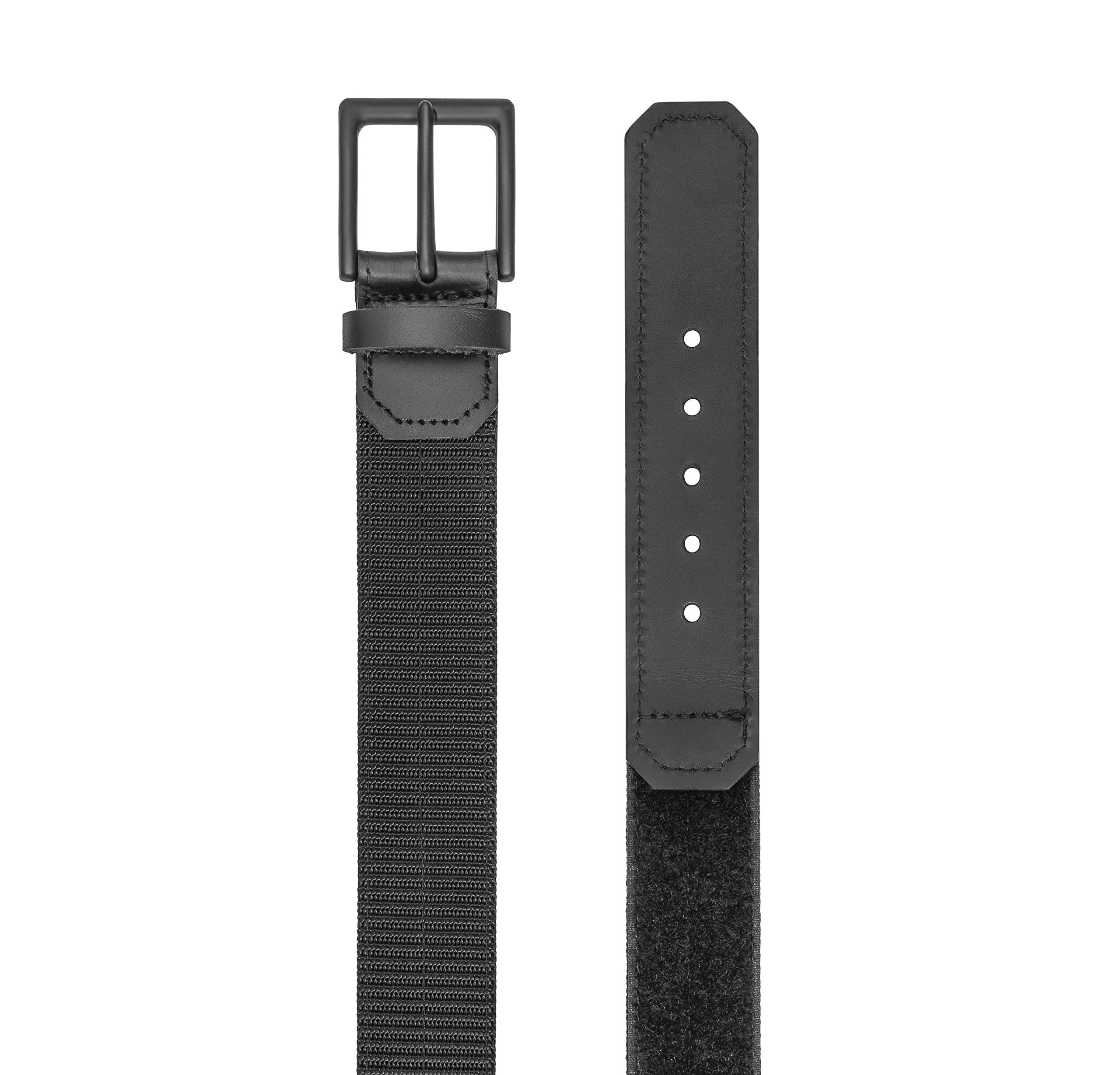 LA Police Gear Leather Tip Belt shows corrugated weave that adds stability during quick transitions.