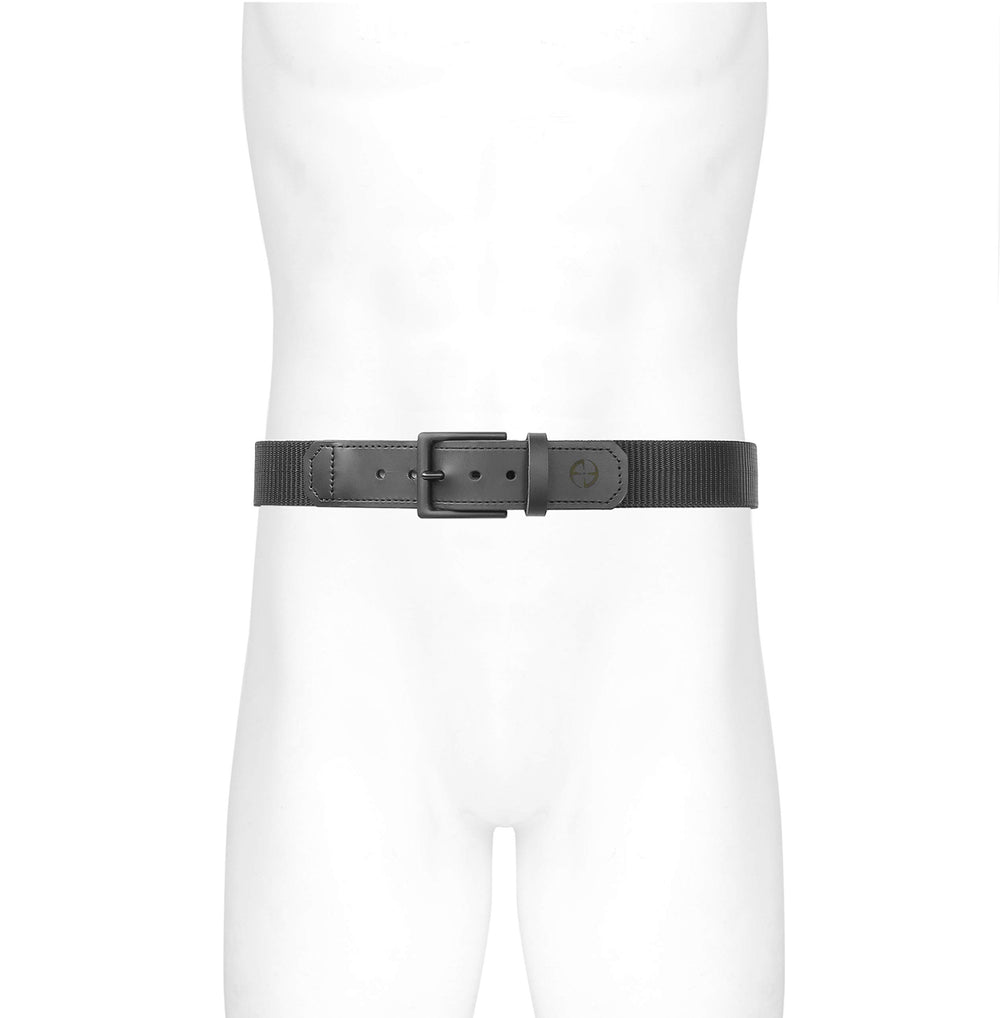 LA Police Gear Leather Tip Belt with nylon webbing reinforces reliability for daily wear and range sessions.