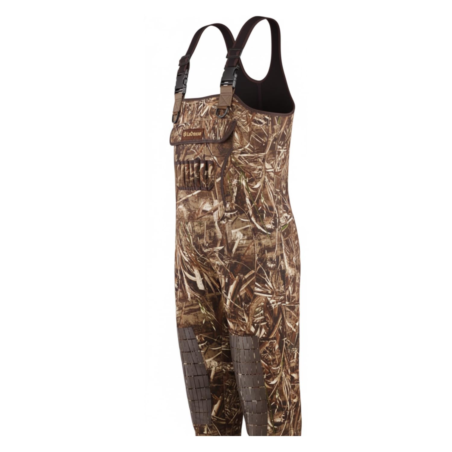 LaCrosse waders with adjustable straps for a secure fit in mud and ice.