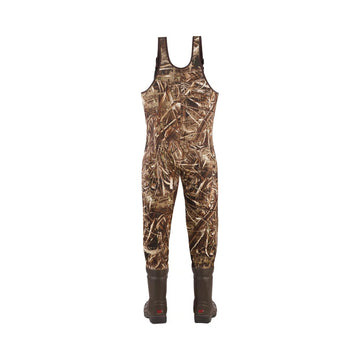 LaCrosse Brush Tuff Extreme ATS waders, knee reinforcement close-up for rugged marshland wear