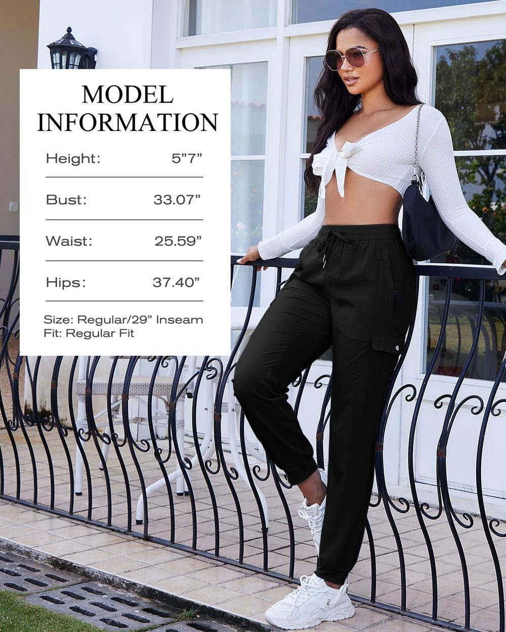 LadyJoy cargo capri waistband with drawcord provides adjustable, secure fit.
