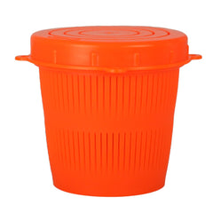 Ladner Traps half-liter red vented bait cup ready for efficient baiting at sea