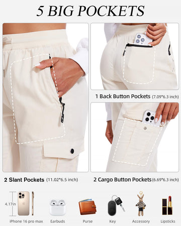 LadyJoy cargo pants fabric close-up highlighting royon blend quick-dry performance.