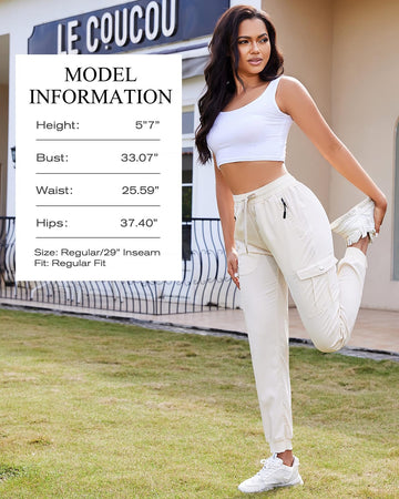 LadyJoy cargo pants hiking-scene showing spacious pockets for gear.