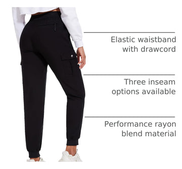 LadyJoy cargo pants side zip pocket close-up, secure storage for phone and keys.