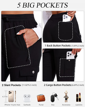 LadyJoy cargo pants worn in travel setup, versatile for travel and outdoors.
