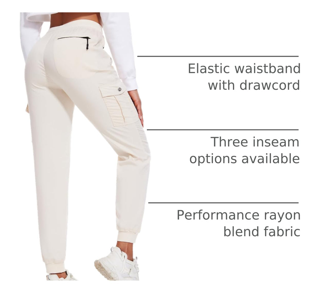 LadyJoy cargo pants waistband with drawstring delivering adjustable secure fit.
