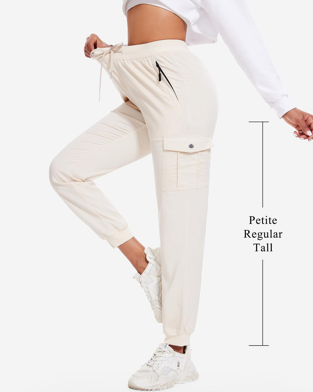LadyJoy cargo pants back pocket area showing secure storage for essentials.