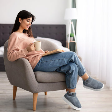 Laelr slippers with three heat levels for customizable comfort.