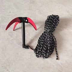 Folded grappling hook with rope for compact storage