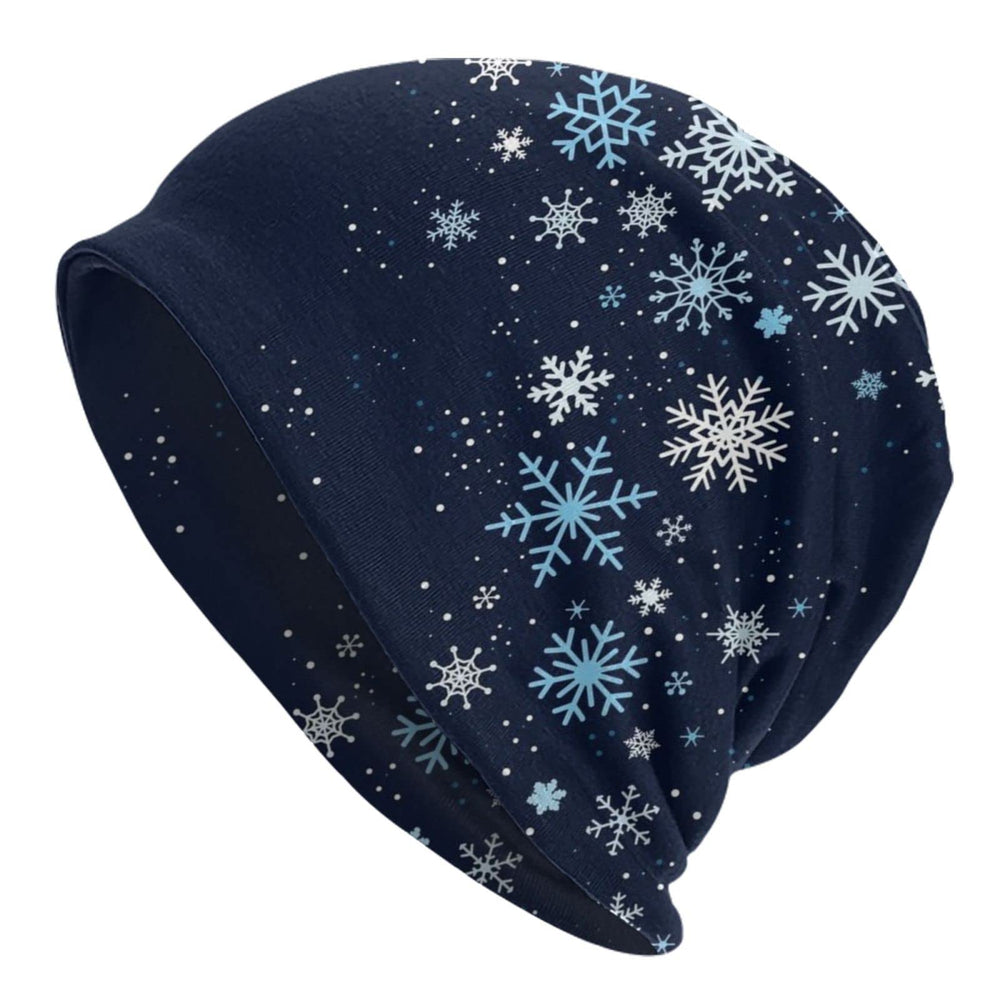 LAIPUTER Christmas Snowflakes Blue Beanie - front view