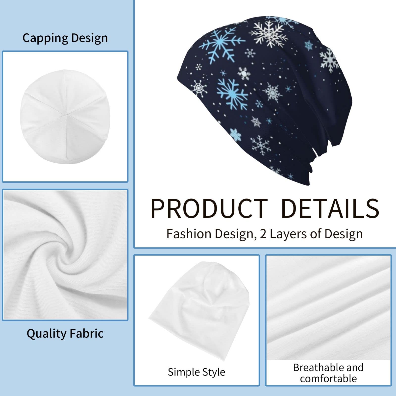 Stretchable knit beanie showing 53-59 cm circumference