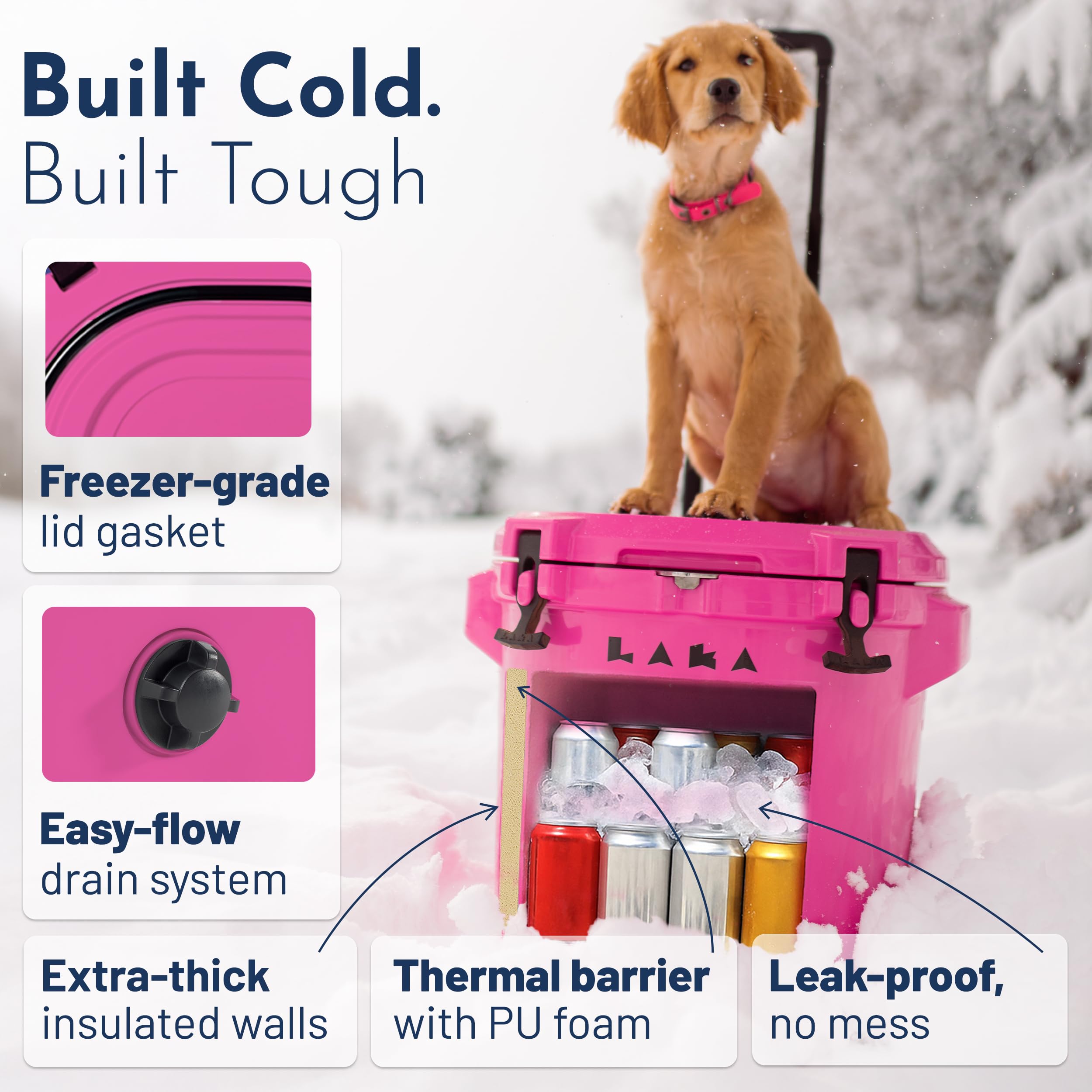 Laka cooler up to 7 days cold suggests long-lasting freshness.