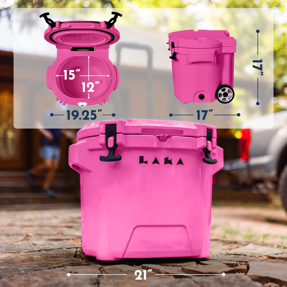 Laka cooler cup holders and bottle opener add convenience.