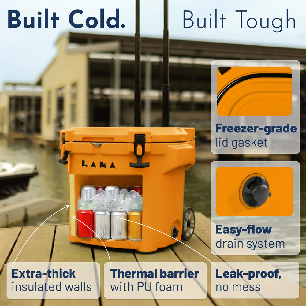 LAKA cooler drain plug design enables quick cleanup after picnics