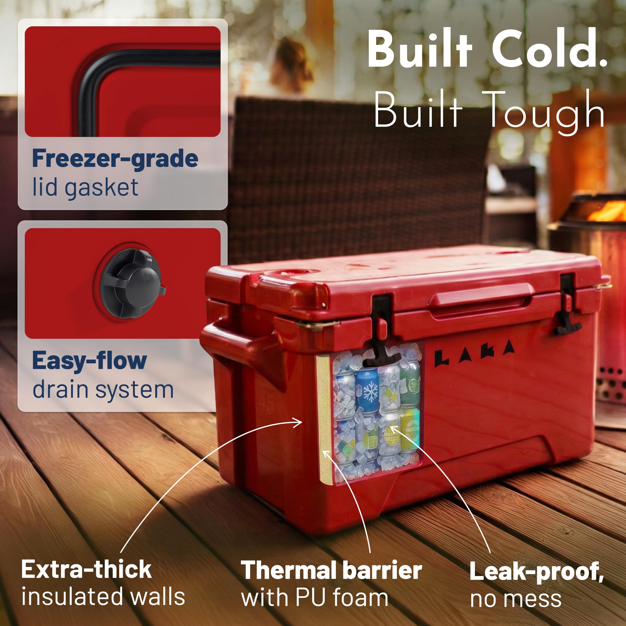LAKA drain plug enables quick, clean emptying