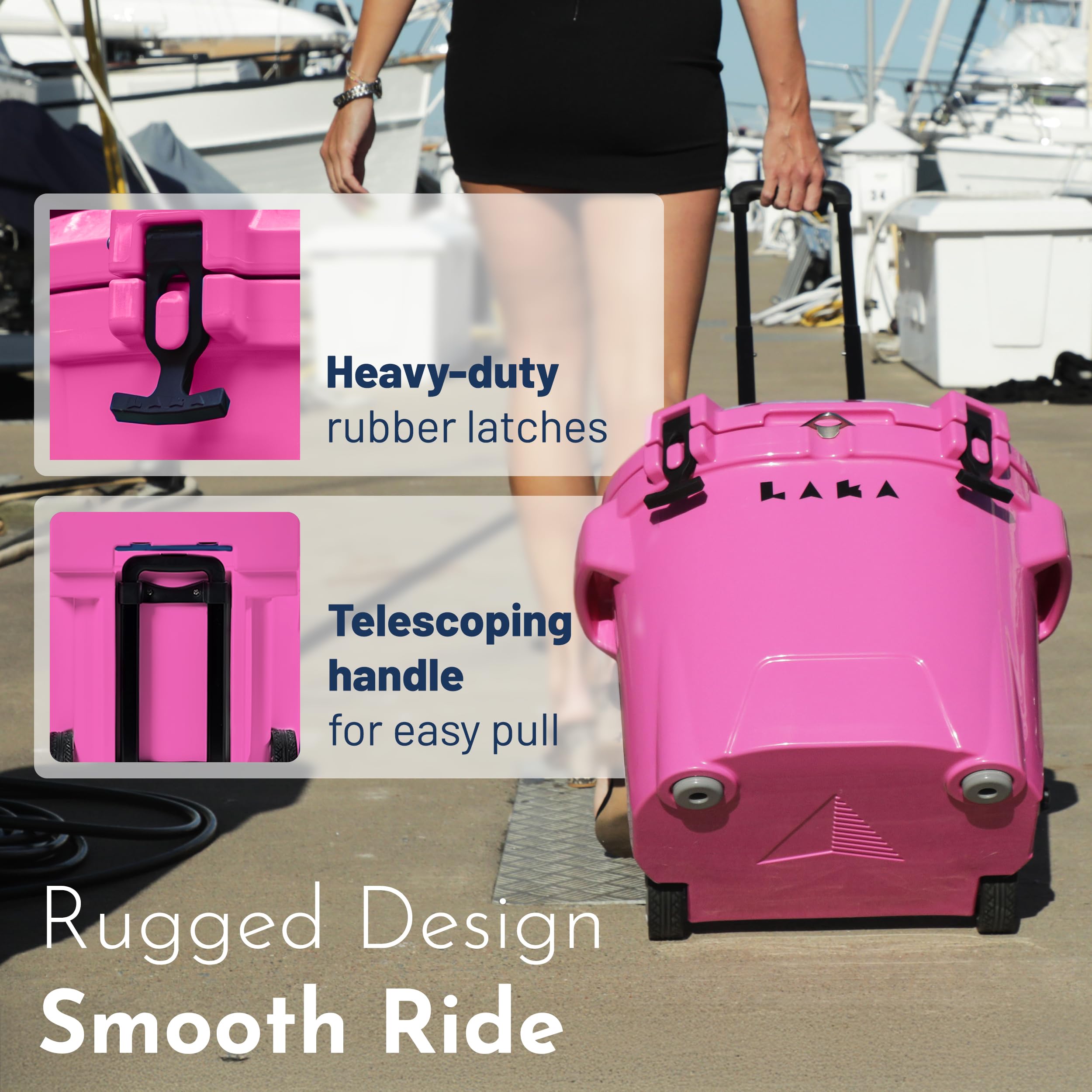 Laka cooler non-slip feet keep stable on uneven surfaces.