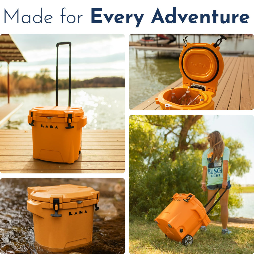 LAKA 30QT cooler with non-slip feet for stable placement on docks