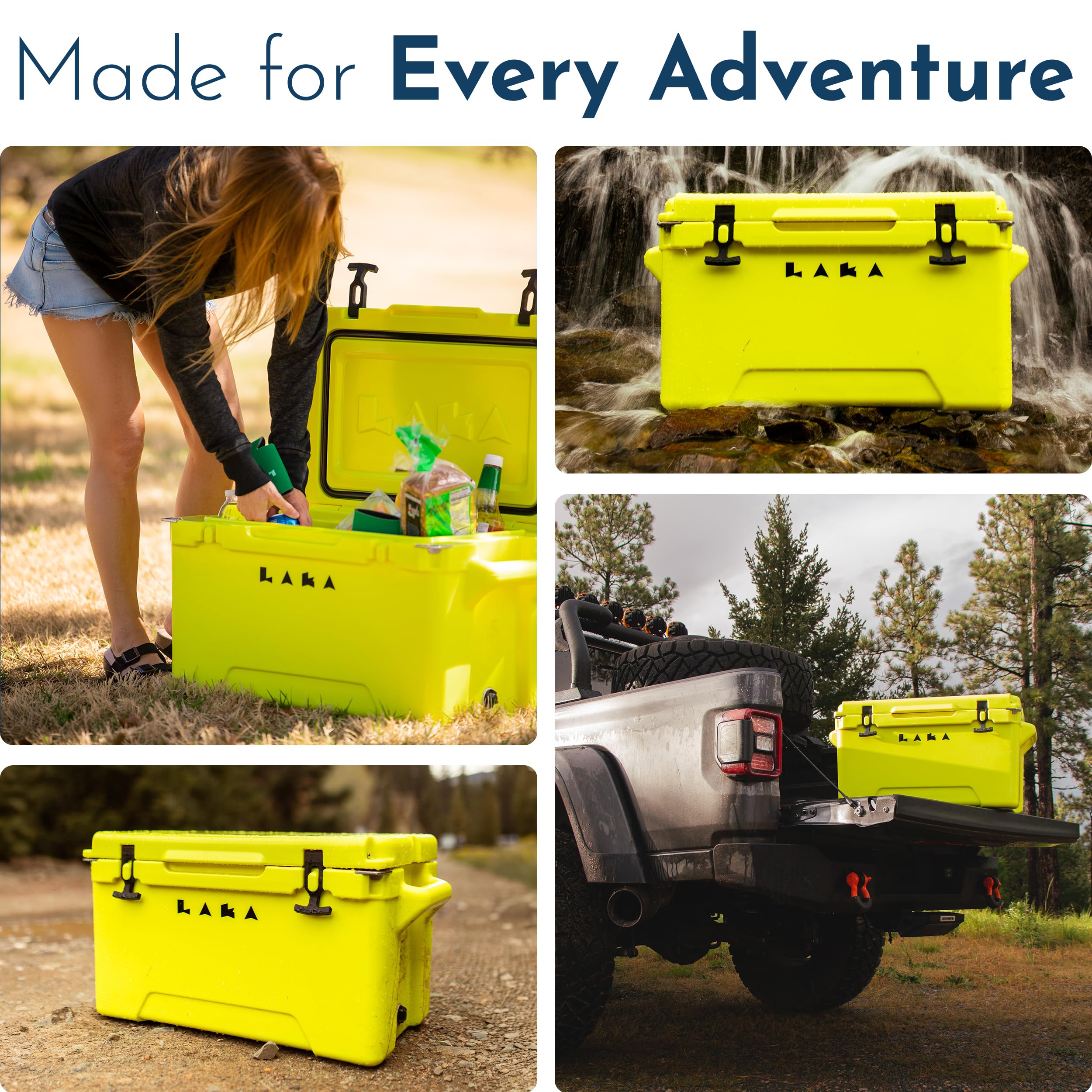 LAKA Laka Cooler yellow finish stands out for beach, camping, and tailgate scenes