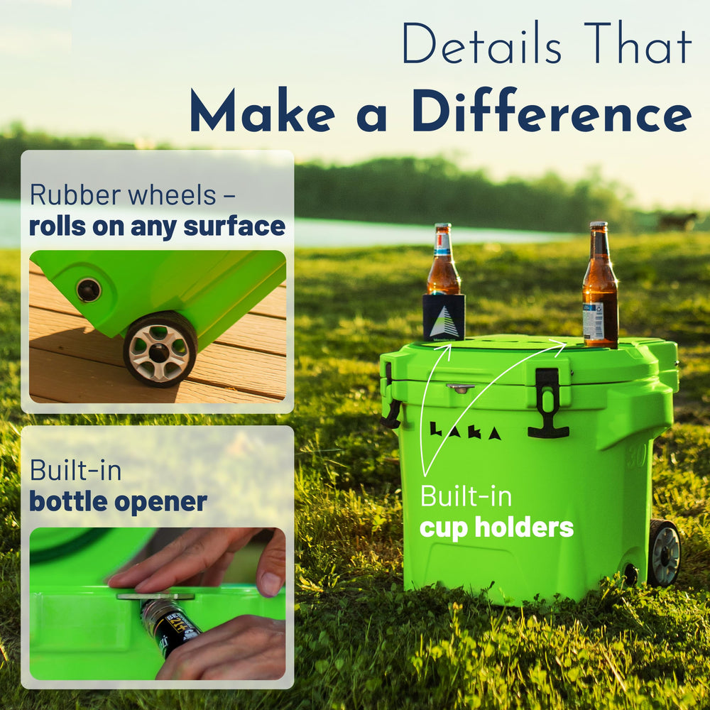 Drain plug on LAKA cooler facilitates quick cleanup after picnics