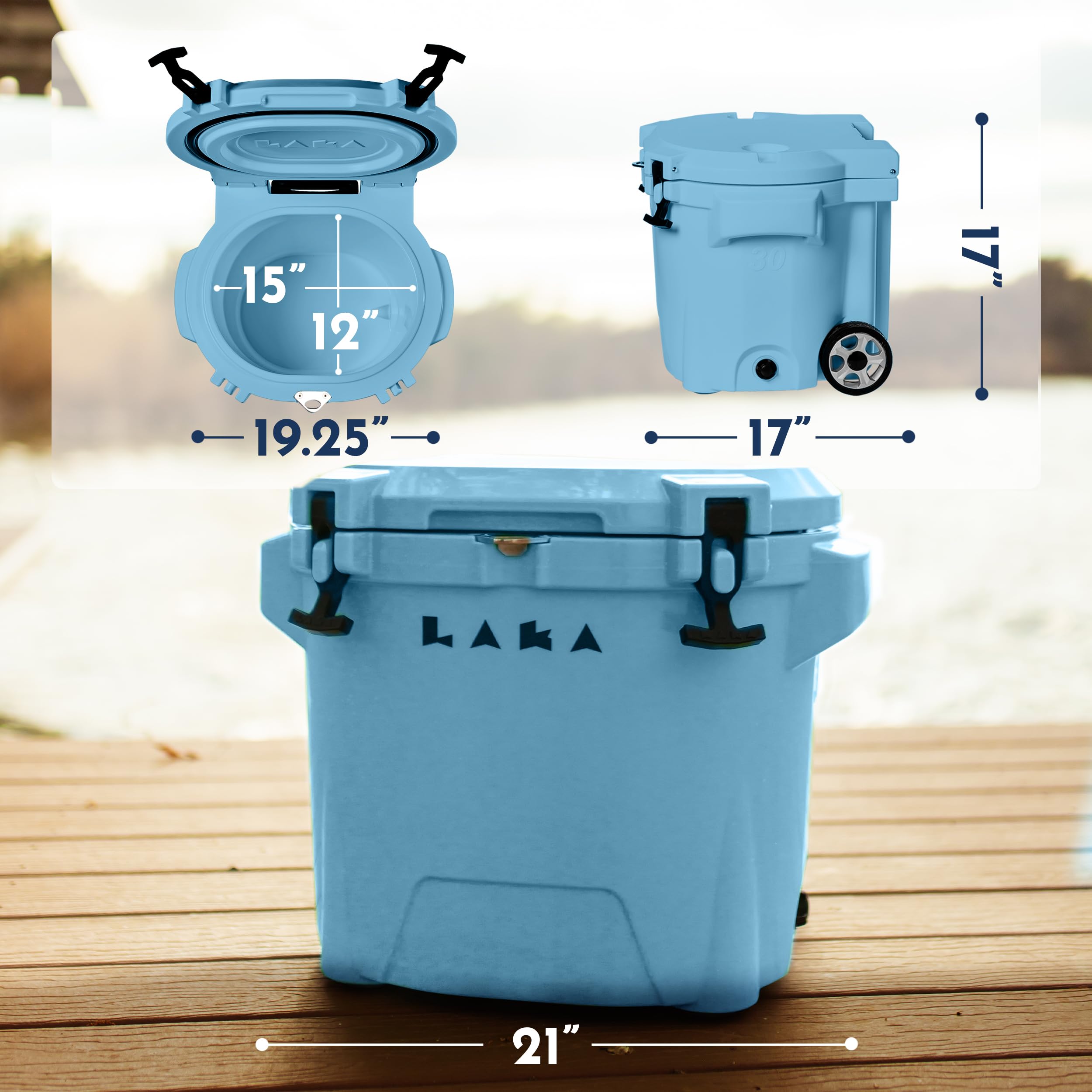 LAKA cooler with bottle opener, stainless steel, handy on boats.
