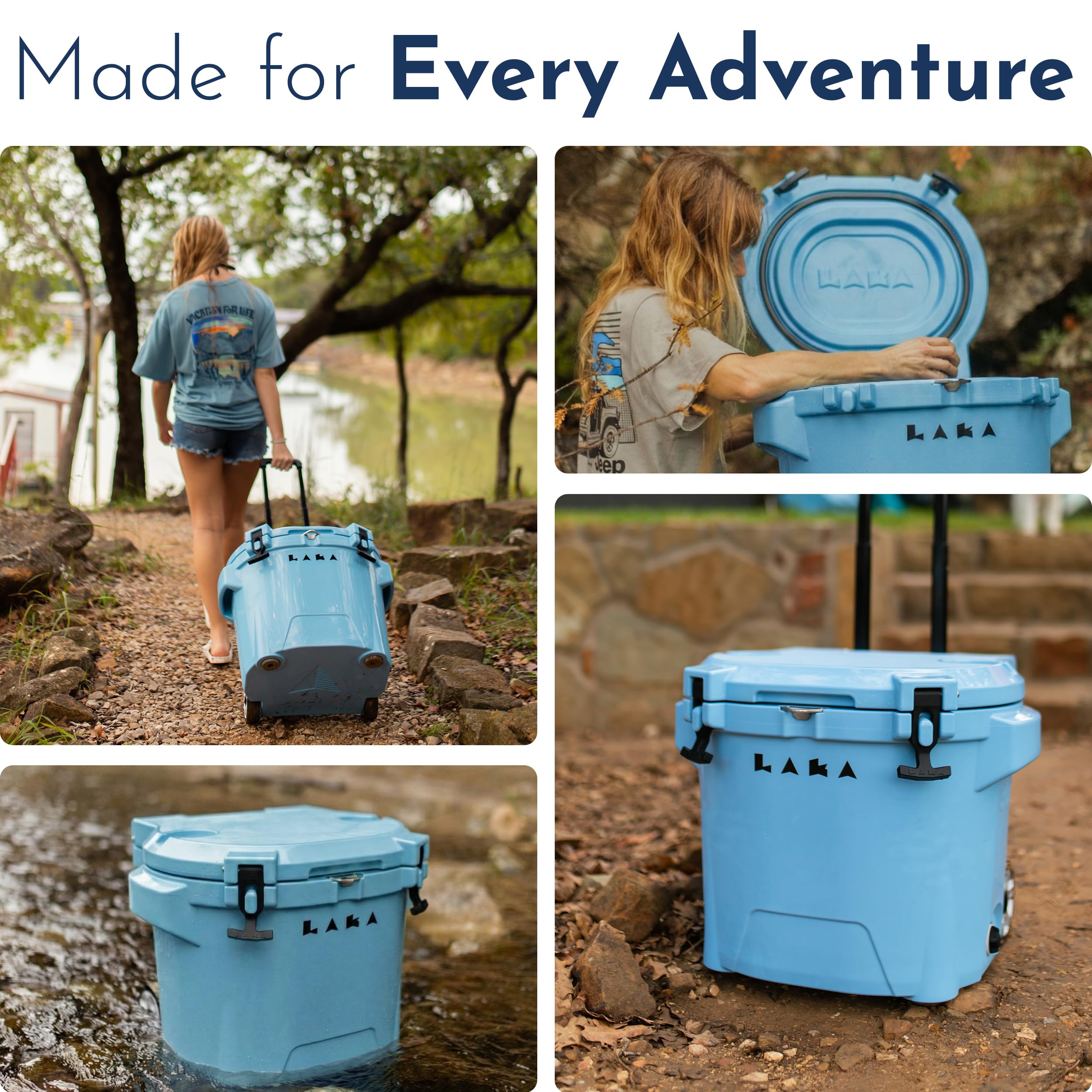 LAKA 30QT cooler drain plug for simple cleanup after meals.