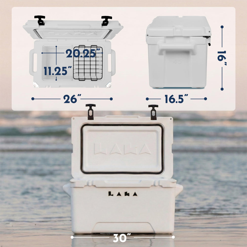 Laka 45 Qt cooler white drain plug for quick drainage