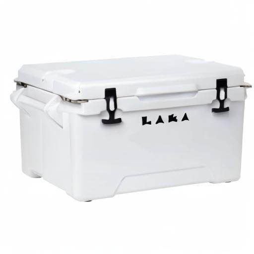 Laka 45 Qt cooler white rotomolded shell, durable and rugged