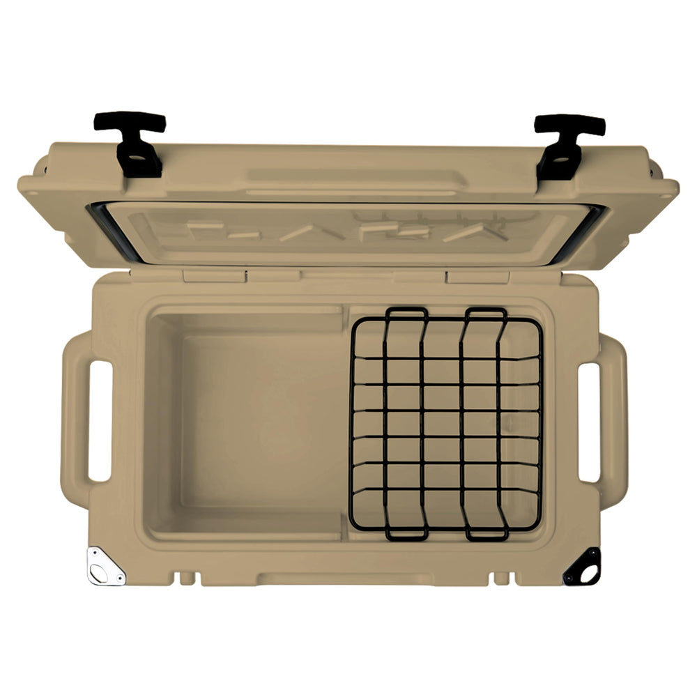 LAKA 45 Qt tan cooler side view highlighting large storage capacity