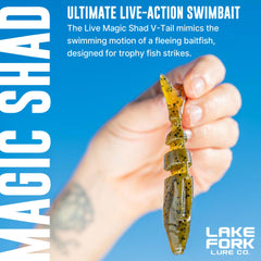 Lake Fork Live Magic Shad garlic-infused scent helps attract bites.