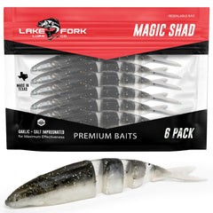 Lake Fork Live Magic Shad Smoked Pearl swimbait in motion to attract trophy bass