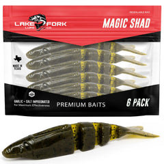 Lake Fork Live Magic Shad V-Tail swim action to entice trophy bass.