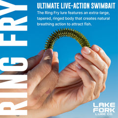 Lake Fork Ring Fry close-up ribbed body highlights natural breathing action