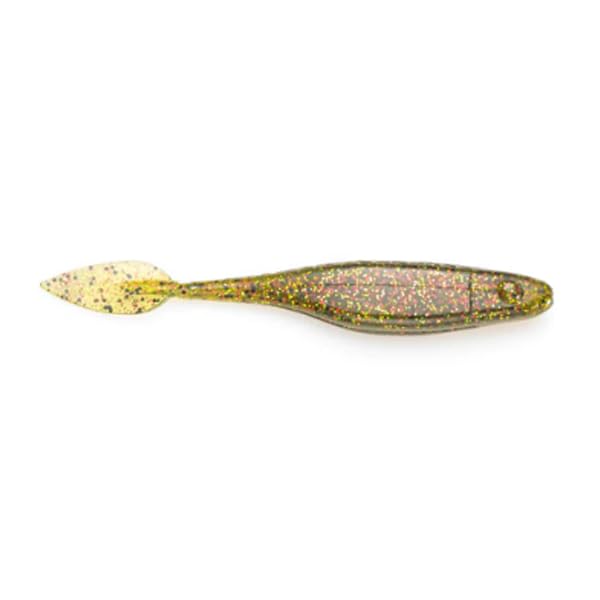 Lake Fork Trophy Lures Dasher 5-inch lure with spade tail for longer holds thanks to garlic-salt infusion