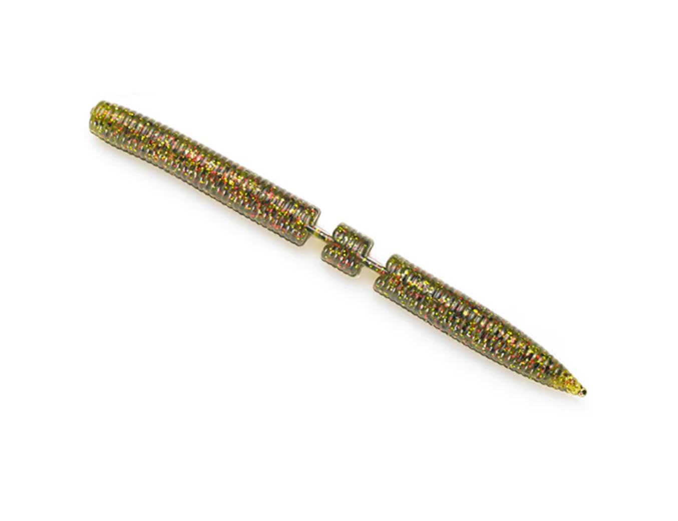Lake Fork Hyper Stick 5-inch segmented soft bait; ideal for bass and Texas rigging.
