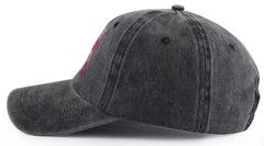 Close-up of embroidery on lake life hat